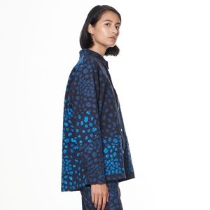 The Kit blue camouflage denim blazer by Project Runway winner Daniel Vosovic.